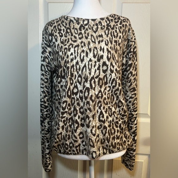 Kim Rogers dark Brown and cream color Animal Print Sweater size M (I) - Picture 1 of 9